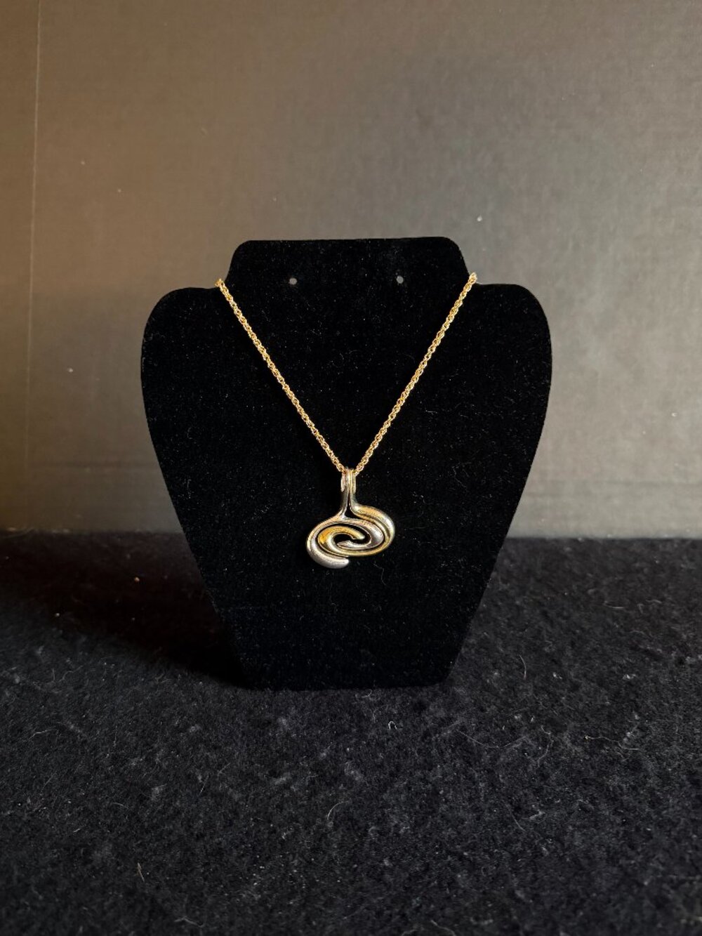 “CS” Gold & Silver-Toned Abstract Pendant Necklace